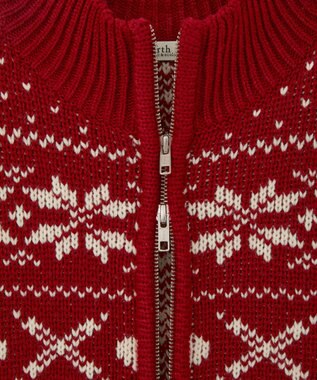 earth music&ecology ダブルzipノルディックカウチンニットカーディガン レッド