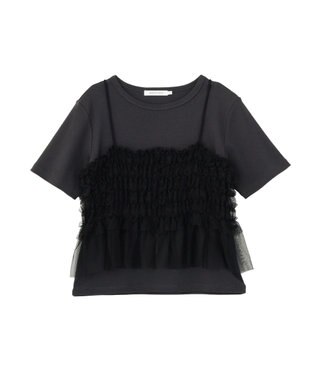 AMERICAN HOLIC 【2点セット】半袖Tシャツ＋チュールビスチェ Charcoal Gray