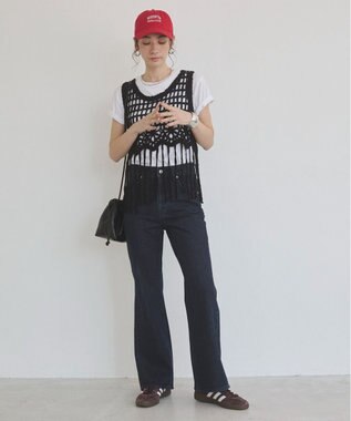 WEGO 【ANGIE VINTAGE/SMLサイズ展開】ブーツカットデニムパンツ ネイビー