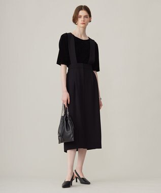 ICB 【洗える】ライトダブルクロス ジャンパースカート ブラック系