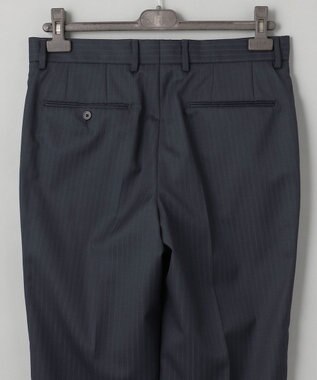 GOTAIRIKU シワになりにくい【御幸毛織/みゆきけおり】DRY SPINNER(ドライスピナー)スーツ（ダークグリーンストライプ） ダークグリーン系1