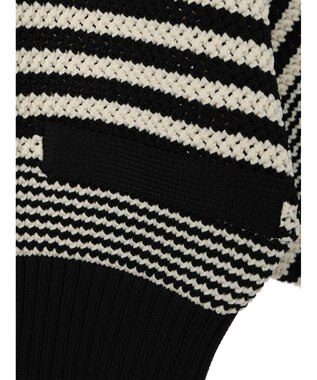 Green Parks ・ＥＬＥＮＣＡＲＥ　ＤＵＥ　パール釦カーディガン Border Black