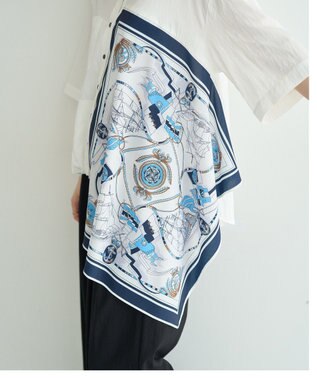 YECCA VECCA スカーフデザインアシメハーフスリーブシャツ White