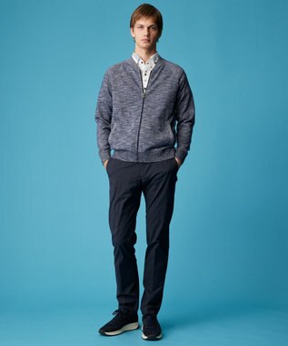 JOSEPH ABBOUD 【イタリア糸使用/清涼感/軽い/洗える/サスティナブル】スラブギマ ニット  ジップ ブルゾン ブルー系