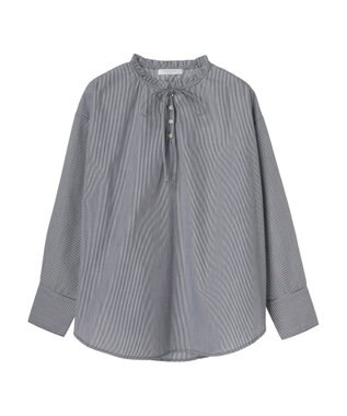 Green Parks スタンドフリルアソートブラウス Navy