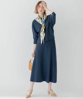 23区 【洗える】テンセルストレッチ ドルマン ニット ブルー系