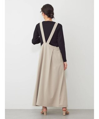 AMERICAN HOLIC 丈違いフロントタックジャンバースカート Gray Beige