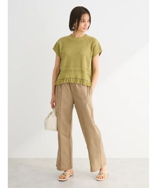 Green Parks 裾フリンジメッシュニットプルオーバー Off White