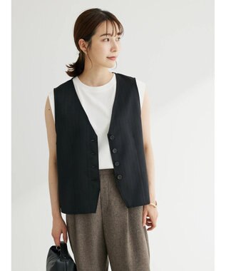 Green Parks ヘリンボーンベスト Black