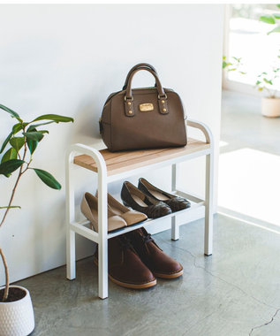 tower 立ちやすいベンチシューズラック タワー  ホワイト