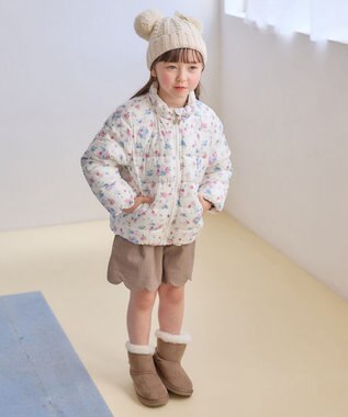 ANY KIDS 【洗濯機OK】中綿 ガーリー コート エクリュ×花柄