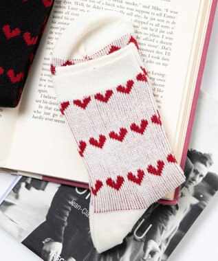 WEGO ジャガードハートクルーソックス オフホワイト