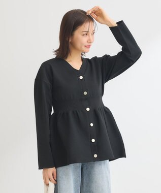 Green Parks ・ＡＮＤＳＥＡＲＣＨ　ペプラムニットカーディガン Black