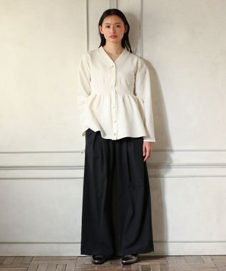 Green Parks ・ＡＮＤＳＥＡＲＣＨ　ペプラムニットカーディガン Off White