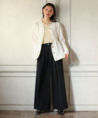 Green Parks ・ＡＮＤＳＥＡＲＣＨ　ペプラムニットカーディガン Off White