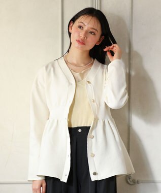 Green Parks ・ＡＮＤＳＥＡＲＣＨ　ペプラムニットカーディガン Off White