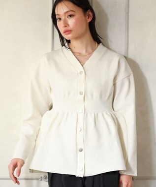 Green Parks ・ＡＮＤＳＥＡＲＣＨ　ペプラムニットカーディガン Off White