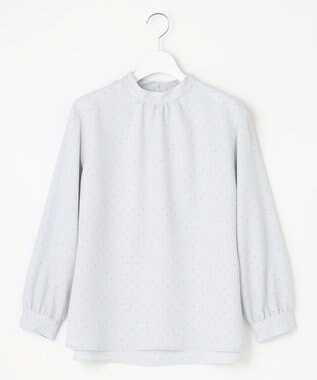 J.PRESS LADIES 【洗える・吸水速乾】 ライトアムンゼンドットPT リボン ブラウス サックスブルー系5