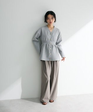 Green Parks ・ＡＮＤＳＥＡＲＣＨ　ペプラムニットカーディガン Light Gray