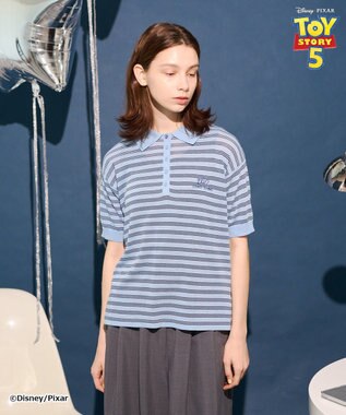 AMERICAN HOLIC 【TOY STORY 5】ボーダー半袖ニットポロ Blue