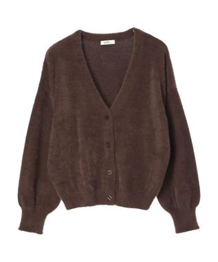 earth music&ecology ミニシャギーＶネックカーディガン Brown
