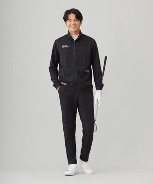 23区GOLF 【MEN】【UVカット】千鳥ジャカードニットブルゾン ブラック系