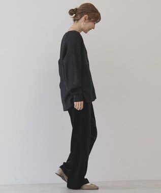 AMERICAN HOLIC バイパチラメ入りＶネック片畦ニットカーディガ Black