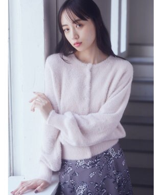 earth music&ecology ミニシャギーパールボタンカーディガン Light Pink