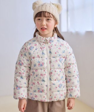 ANY KIDS 【洗濯機OK】中綿 ガーリー コート エクリュ×花柄