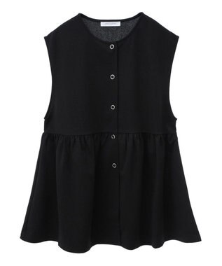 Green Parks カットジョーゼットペプラムベスト Black