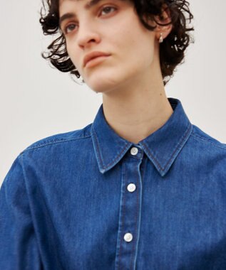 BEIGE， 【洗える】DELAUP / ダンガリー風コットンデニムシャツ Indigo