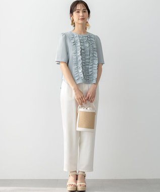 組曲 S 【WEB限定】ヴィンテージジョーゼットフリル ブラウス スモーキーミント系