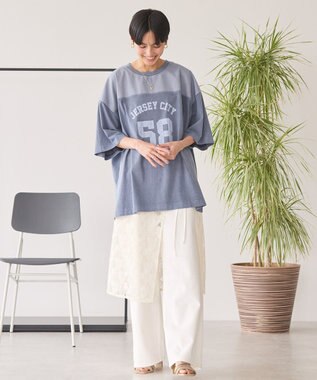 AMERICAN HOLIC ピグメント加工フットボールＴシャツ Navy