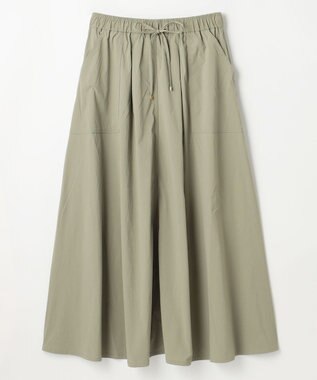 ANY 【ウエストゴム】ナイロンベイカーフレアスカート カーキ