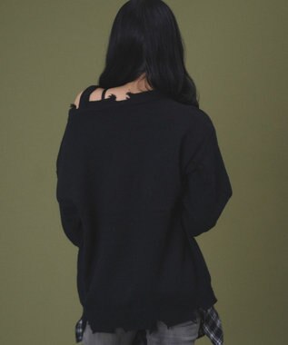 WEGO バタフライダメージニット ブラック