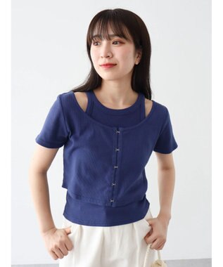 Green Parks ・swing by SET2点カーディガン&タンク Navy