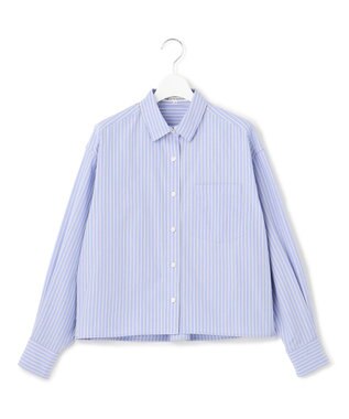 23区 【洗える】CANCLINI クロップド テントライン シャツ ブルー×イエローストライプ