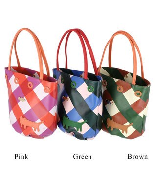 tsumori chisato CARRY くもネコチェック ハンドバッグ ミニバッグ ピンク