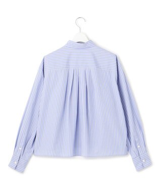 23区 【洗える】CANCLINI クロップド テントライン シャツ ブルー×イエローストライプ