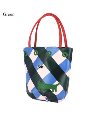 tsumori chisato CARRY くもネコチェック ハンドバッグ ミニバッグ グリーン