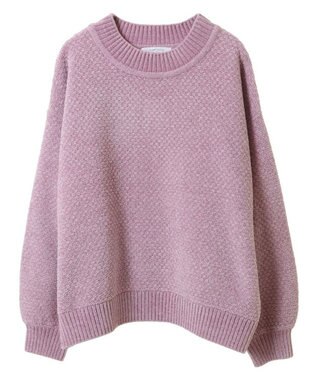 Green Parks ベロアモールモックネックニットプルオーバー Pink