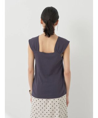 earth music&ecology リブフレンチタンクトップ Charcoal Gray