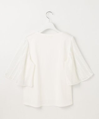 自由区 【洗える】レースエッジフレアスリーブ トップス オフ