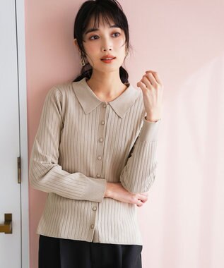 ANY SIS ポロカラーリブ ニット グレージュ