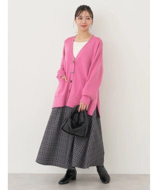 earth music&ecology やわらかタッチＶネックカーディガン Pink