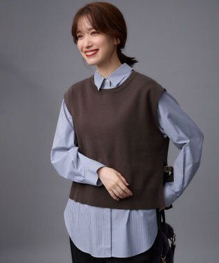 ANY 【洗濯機可】オーガニックコットンベスト ブラウン