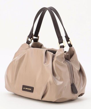 LA BAGAGERIE ソフトエナメル2WAYハンドバッグ Sサイズ グレージュ