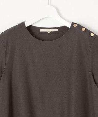 自由区 L 【洗える】ツイストプレインジャージーサイドプリーツ カットソー グレー系