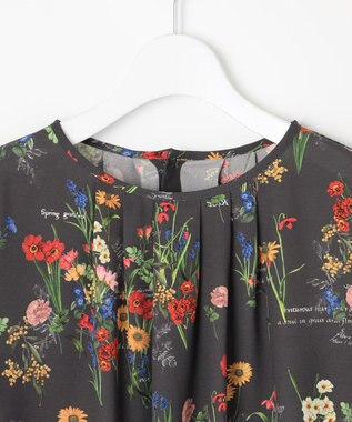 自由区 【洗える】フラワーガーデンプリント ブラウス スレート