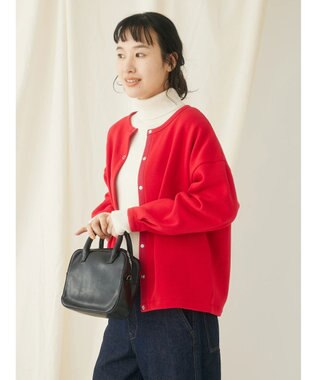 CRAFT STANDARD BOUTIQUE 裏起毛リングドットカーディガン Red
